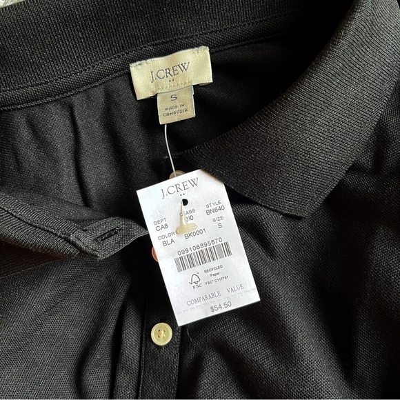 J. CREW Factory NWT Button Neck Pique Polo Top Size Small in Black - Picture 12 of 13